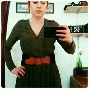 Black cotton eyelet wide belt