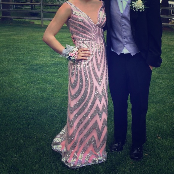 Pink and silver prom dress