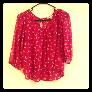 Red printed blouse