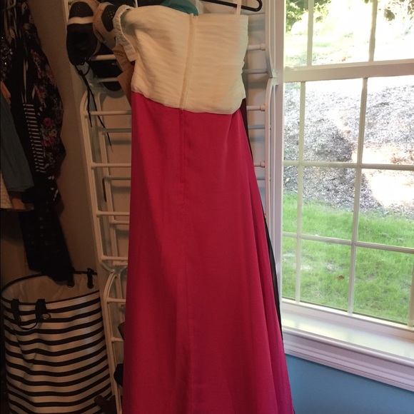 Sweetheart neckline pink and white long dress