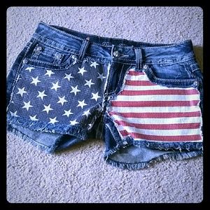 Miss me sequin flag shorts