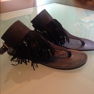 Black Fringe Sandals