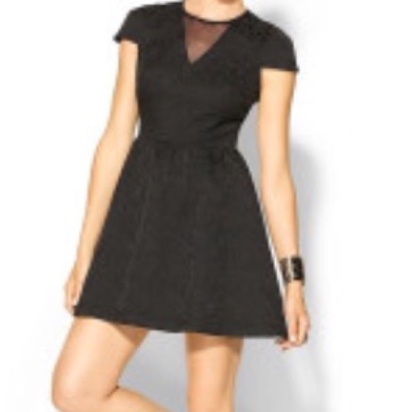 MM Couture Black Jacquard Fit and Flare Dress