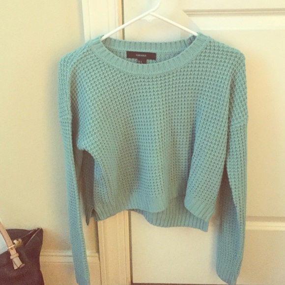 Forever 21 cable knit mint sweater