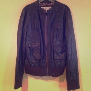 Dark brown feaux leather jacket