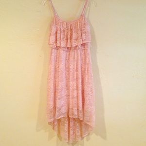 Pastel peach spaghetti strap hi-low dress