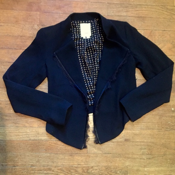 Anthropologie "Elevenses" black tuxedo jacket
