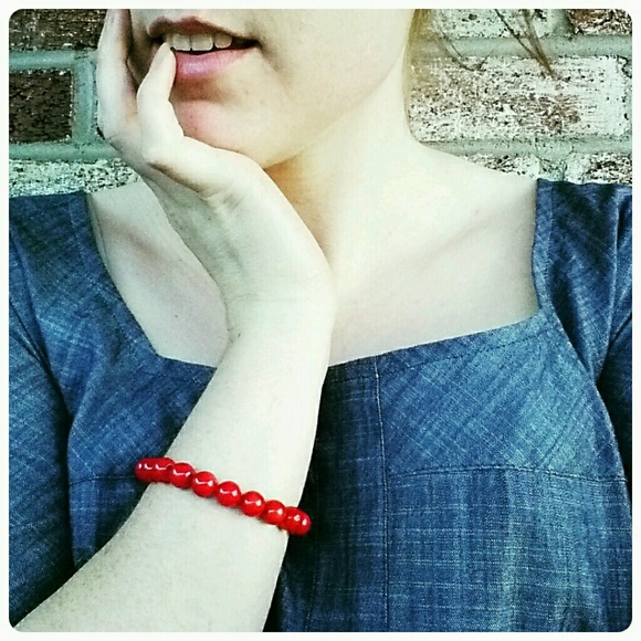 Red coral bead bracelet