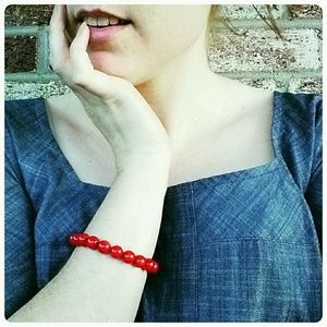 Red coral bead bracelet
