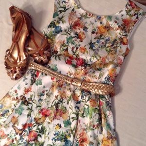 Sunny Girl Floral Print Satin Dress