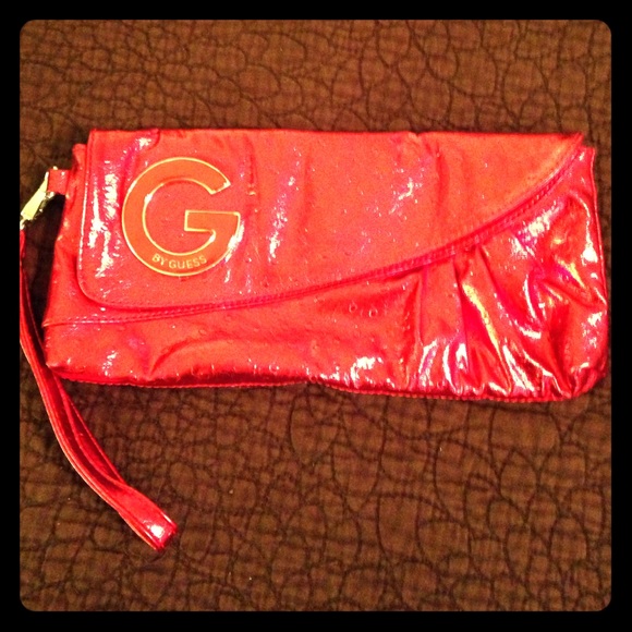 Guess Metallic Red Clutch