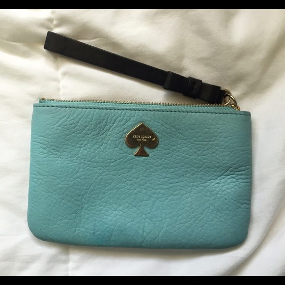 Kate Spade leather turquoise wristlet