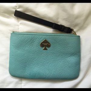 Kate Spade leather turquoise wristlet