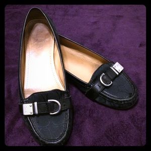 Coach Flores Black Signature Flats