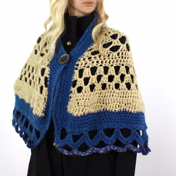 ⭐2xHP⭐️HANDMADE CROCHET KNIT SHAWL - Picture 3 of 4