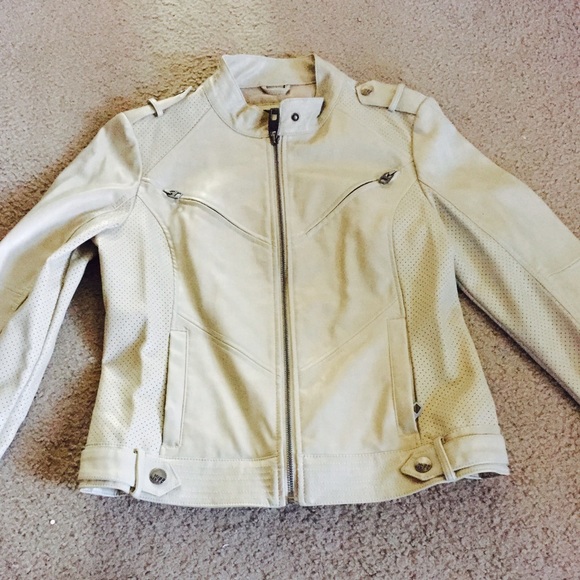 Miss Sixty cream faux leather bomber
