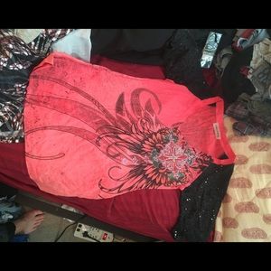 Pink Angels &Diamonds 3/4 length sleeve V-neck