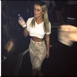 Lace insert pencil skirt