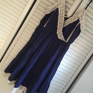 Tiered Navy and White Sundress