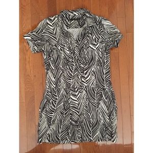 Zara zebra shirt dress linen sz M (fits sm-med)