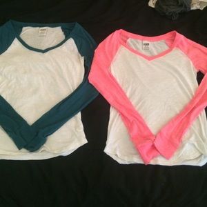2 long sleeve baseball tee style shirts