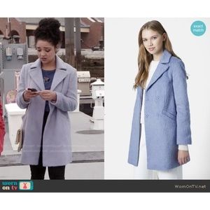Topshop Molly coat blue as seen on Chasing Life