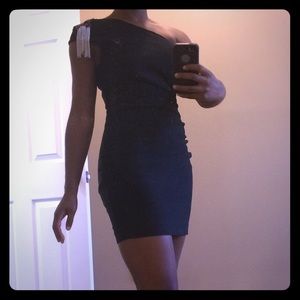 Zara: little black dress with shoulder detail