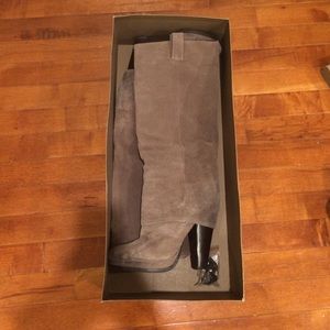 ASH Suede knee high boots in cocoa