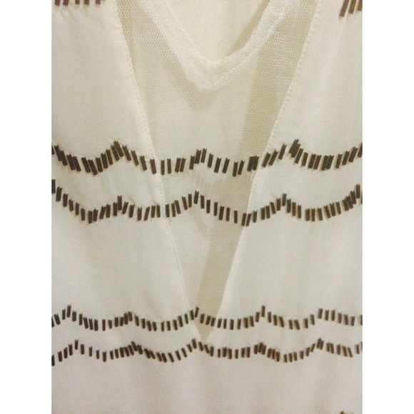 Off white tank top with black beading - Picture 3 of 3