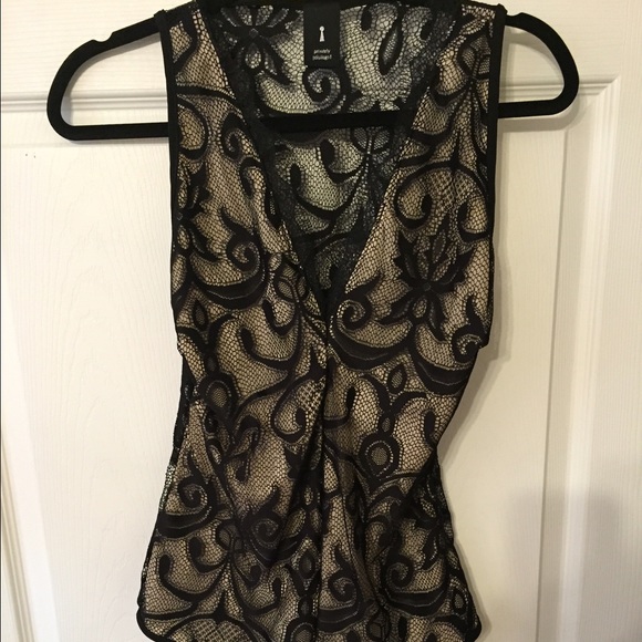 NWOT!! Black Lace/ Nude Sheer Panel Bodysuit