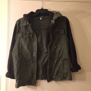 Free People Military Inspired hooded Jacket S
