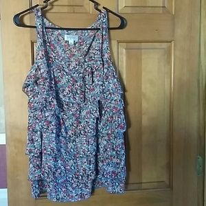 Layered ruffled avenue tank