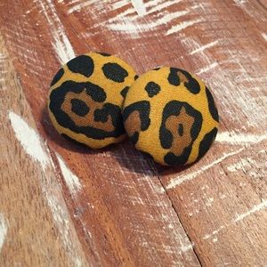 Cheetah print! Medium fabric button earrings