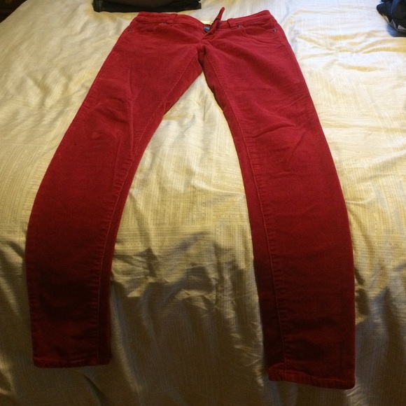 LC red skinny corduroy pants.