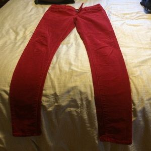 LC red skinny corduroy pants.