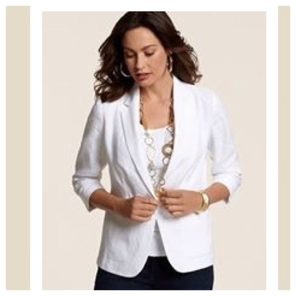 CHICO'S linen blazer blue