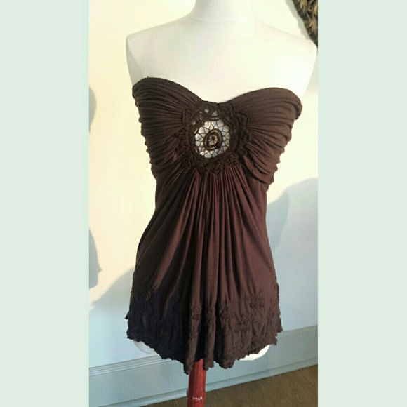 SKY Tops - SKY Strapless Top w/See Through Detail