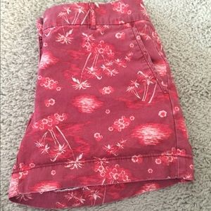 maroon/red palm tree shorts