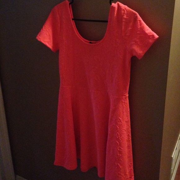 Neon colored skater dress