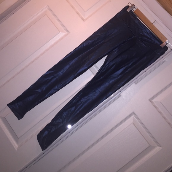 Metallic Blue Pleather leggings