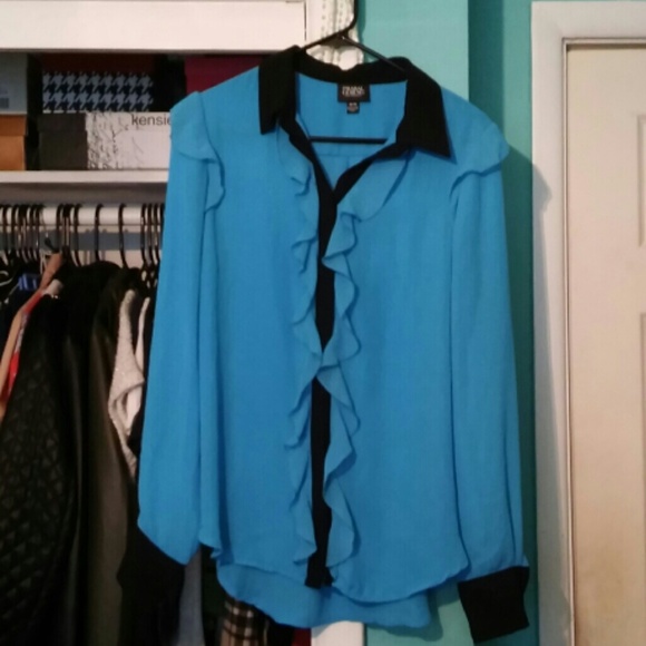 Prabal Gurung for Target blue ruffled blouse