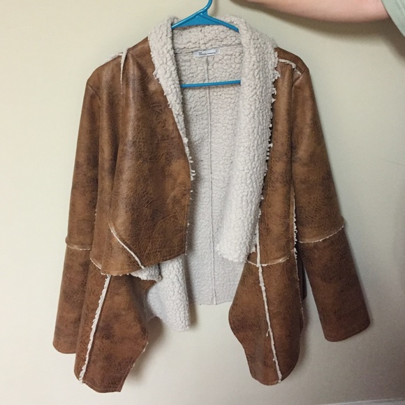 Leather fur jacket