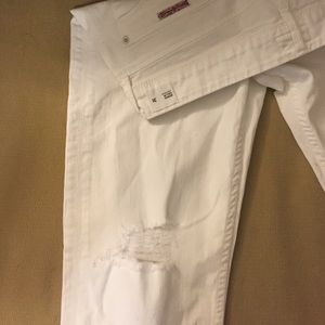 Hudson White Jeans mid rise Collin skinny rolled