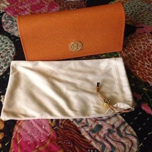 Authentic Tory Burch orange sunglass case