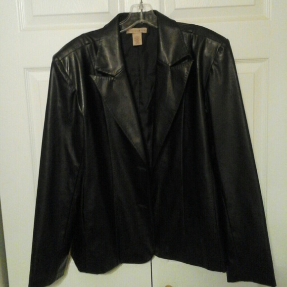 Very nice man made leather black jacket.