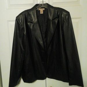 Very nice man made leather black jacket.