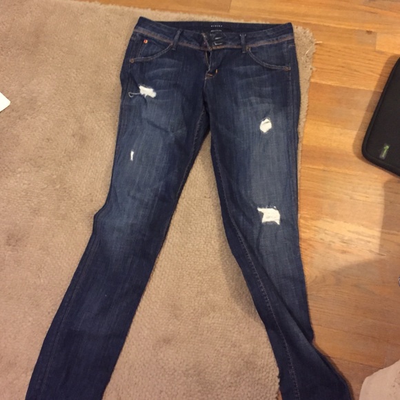 Hudson slightly distressed jeans.