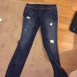 Hudson slightly distressed jeans.