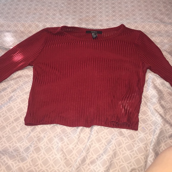 Longsleeve, dark red, cropped shirt