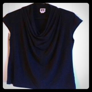Navy blue cowl neck top